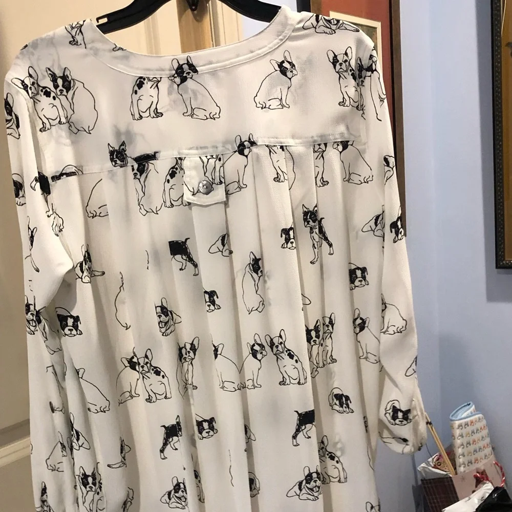 Cat Print White Blouse